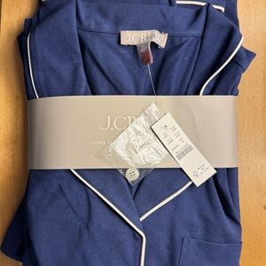 J.Crew Blue Pajama Set with White Piping